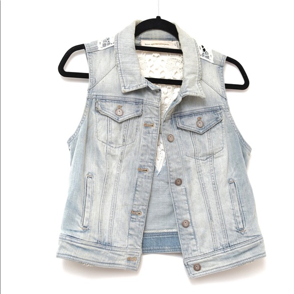 Anthropologie Pilcro & the letterpress denim & lace vest. Size US SM. - Picture 2 of 4